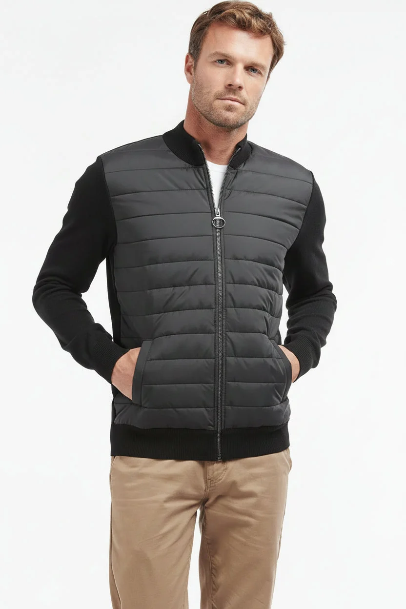 Mens Baffle Zip Sweater - Black