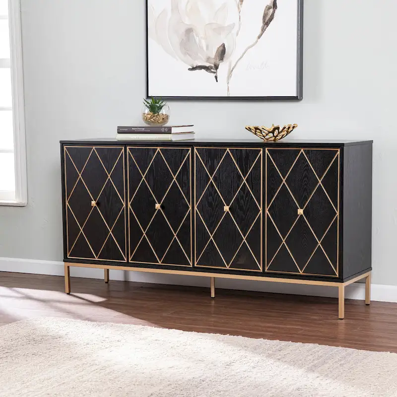 Maubert Contemporary Gold Detail Wood Cabinet