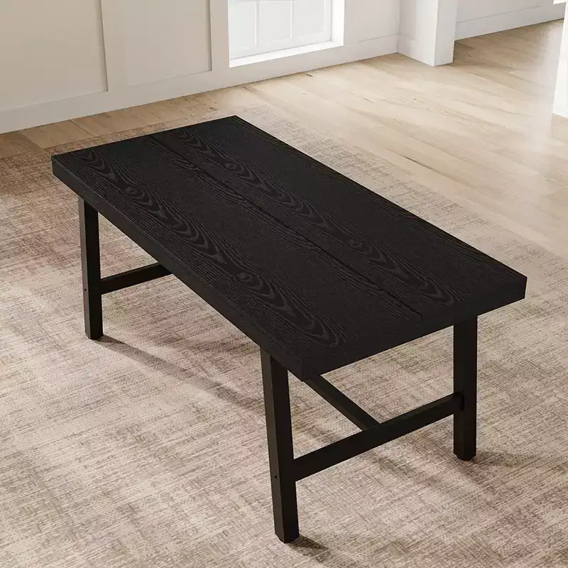 GustoWave 63-inch Dining Table for 4-6 People, Rectangular Wood Finish Kitchen Table with Metal Frame