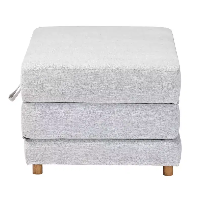Baxton Studio Sabriel Fabric Convertible Sleeper Ottoman Light Gray/Oak Brown