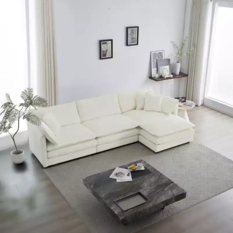 Oversized Modular Sofa: L-Shape, Reversible Ottoman, Comfy Upholstery