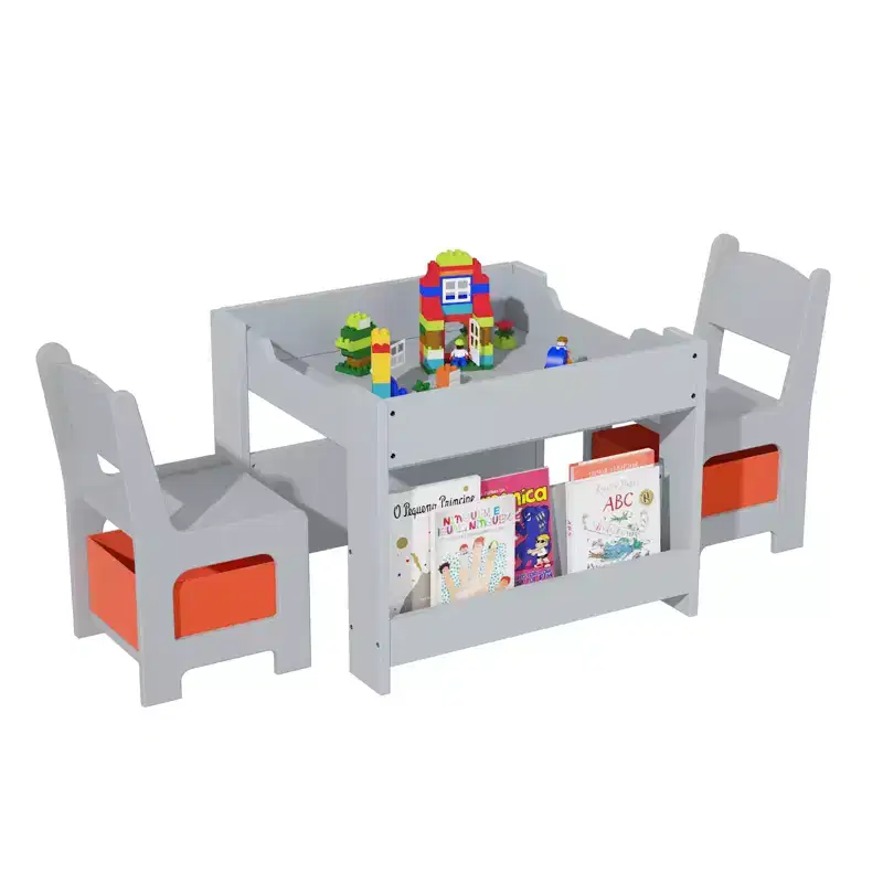 Kids Art Table and 2 Chairs, 3 in 1 Activity Table with 2 Chairs, Toddlers Craft Table Art Desk for Home Daycare Playroom