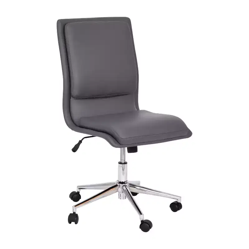 Mid-Back Armless Swivel Task Office Chair Bonded Leather Adjustable Metal Base