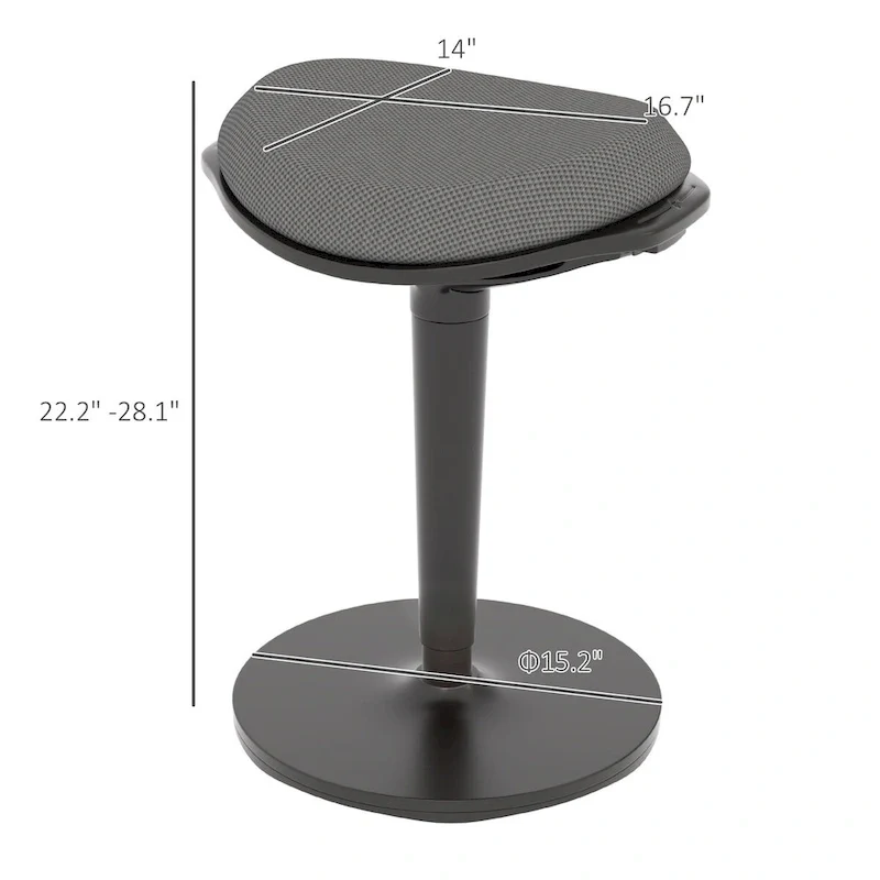 HOMCOM Standing Desk Chair, Ergonomic Backless Wobble Stool, Height Adjustable Tall Office Chair 22.2-28.1 Inches