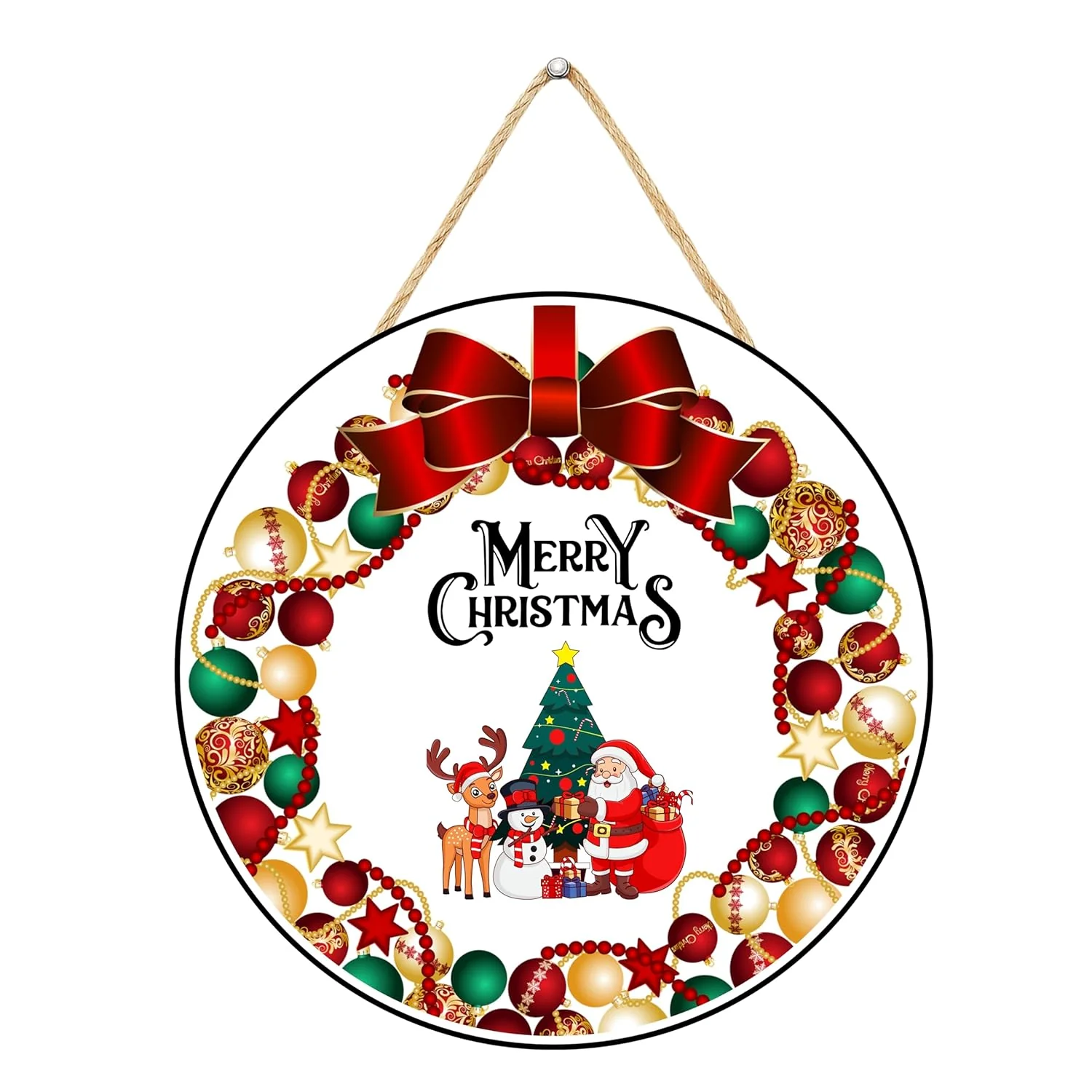 Antique Merry Christmas Printed Wall Hanging/Front Door Hanging for Home and Christmas Decorations Items Christams Hanging (10 inches)