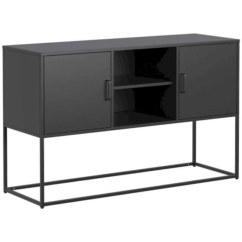 Steel Sideboard Buffet Cabinet with 6 Compartments, Adjustable Feet and Anti-Tip Device