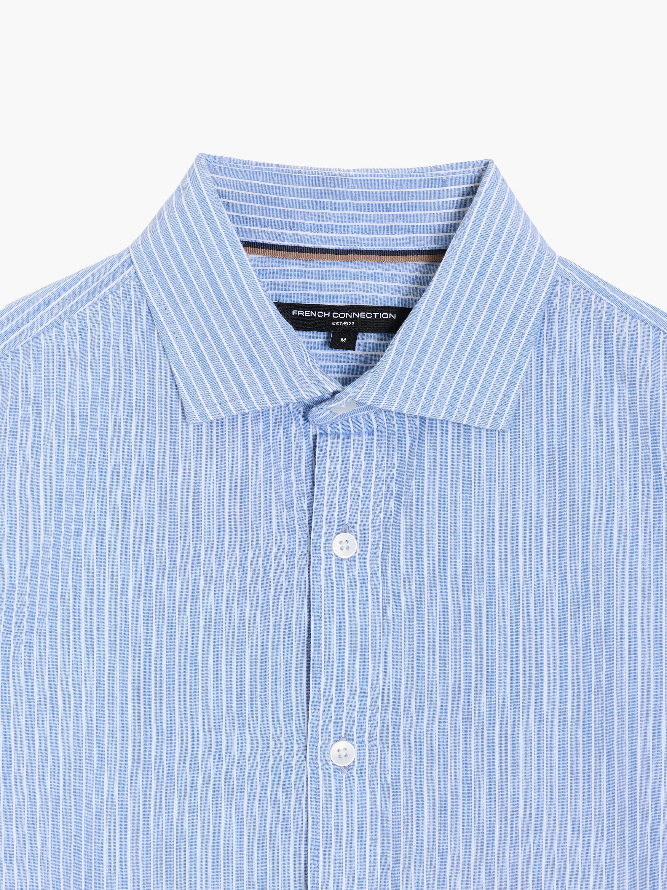 Long Sleeve Cotton Blue Striped Button-Through Shirt