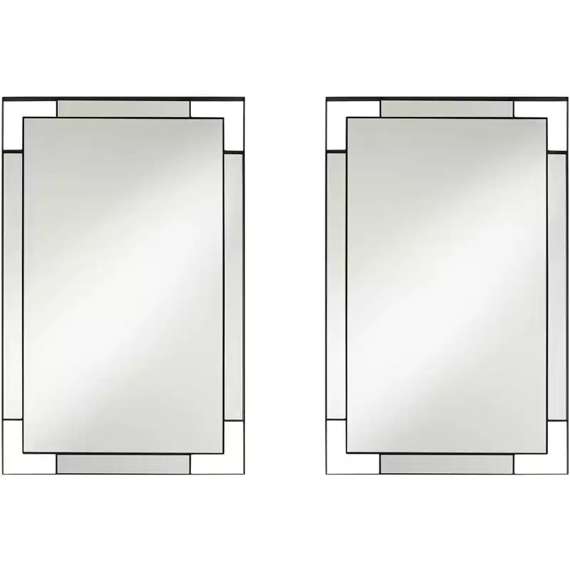 Uttermost Stellan Black 24 1/2 x 38 Rectangular Wall Mirrors Set of 2