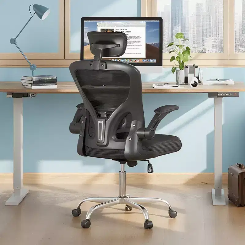 GALAXHERO High Back Mesh Office Chair, Ergonomic Desk Chair with Flip-up Armrests, Adjustable Headrest & Lumbar Support
