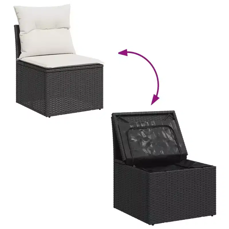 vidaXL Modular Garden Sofa Set with Cushions Poly Rattan