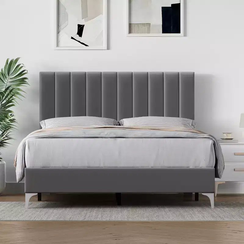 CuisinSmart Bed Frame, Upholstered Platform Bed Frame with Adjustable Headboard, No Box Spring Needed, Easy Assembly, 1200LBS Weight Capacity