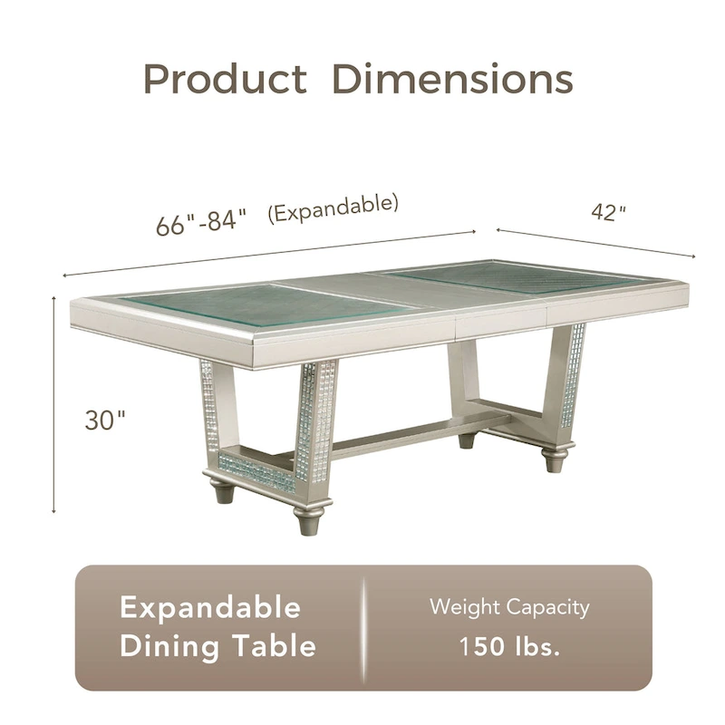 Medlee Glam Grey Wood 7-Piece Dining Table Set by Furniture of America