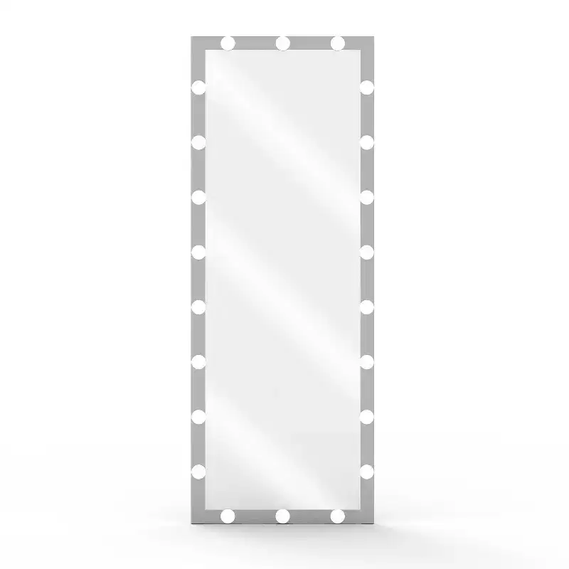 63x24 Silver Hollywood Full Length Mirror with Lights: 4 Color Modes, Touch Control, Wall Mounted or Standing