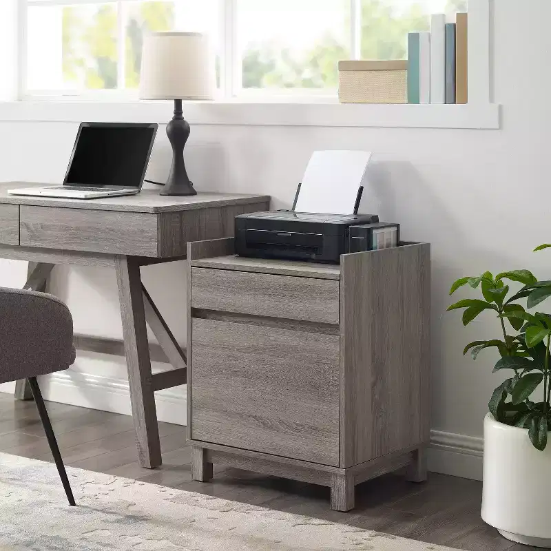 Modern Wood 1 File Drawer and 1 Small Drawer Lateral File Cabinet Gray