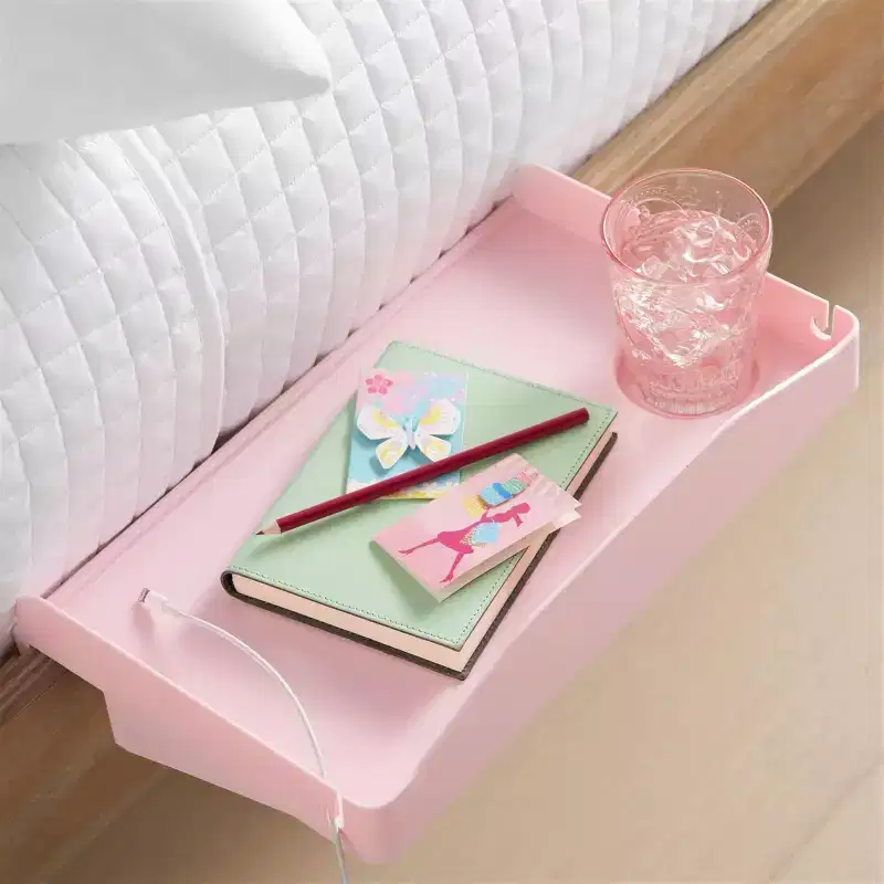Modern Innovations Bedside Shelf with Cord and Cup Holder (Pink)