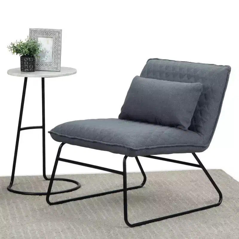 25" Cohan Accent Chair with Lumbar Pillow Gray - Wyndenhall: Contemporary Armless Upholstered Seat, Metal Frame