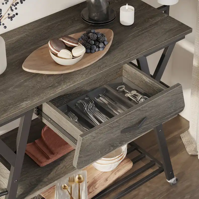 41.7 inch Wide Rolling Kitchen Island with Drawer - 41.7 inch