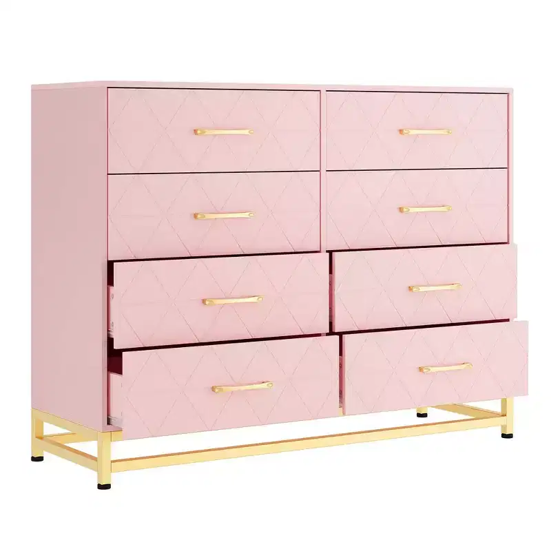 8-Drawer Modern Tall Wooden Dresser with Soft-Close Glides and Anti-Tip Kit