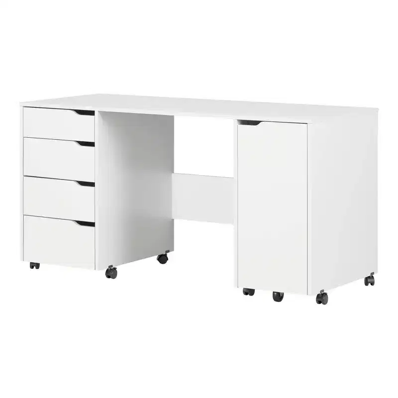 Crea Sewing Craft Table On Wheels White - South Shore