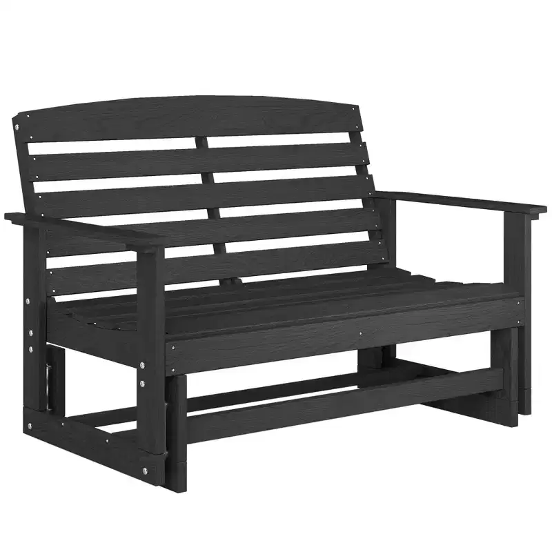 Patio Glider Bench w/ HDPE Slatted Double Rocking Chair