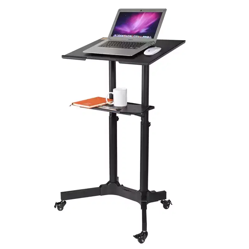 Portable Rolling Podium Mobile Standing Laptop Desk Presentation Lectern Office