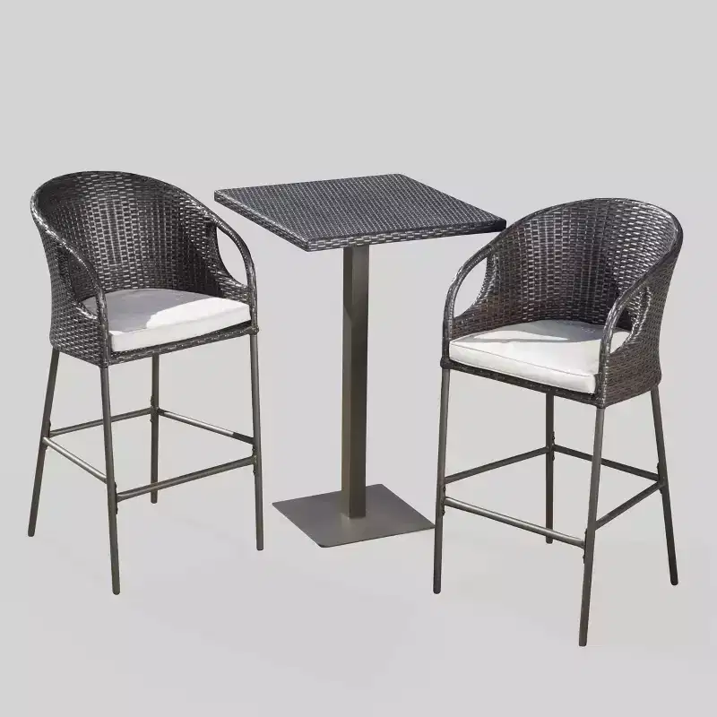Dominica 3pc Square Wicker Outdoor Patio Bar Set: Weather-Resistant, Iron Frame - Christopher Knight Home