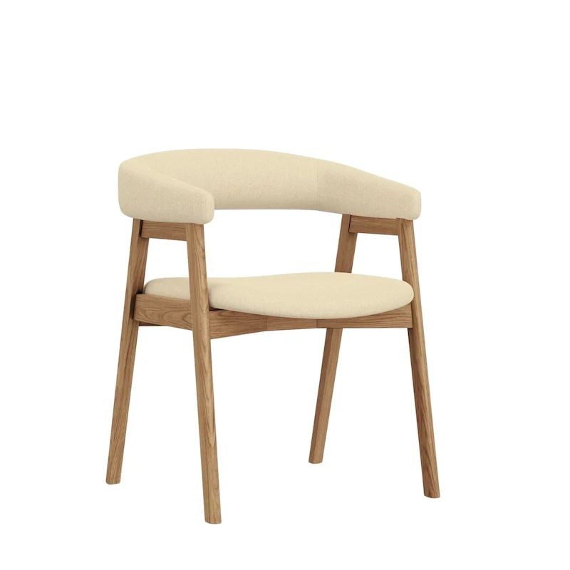 Curved Back Upholstered Dining Chairs, Set of 2