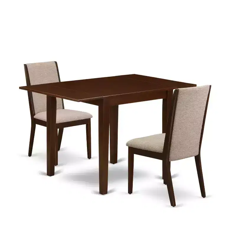 HomeStock 3-Pc Mahogany Finish Rectangular Solid Wood Top With Dropleaf Dining Table Set