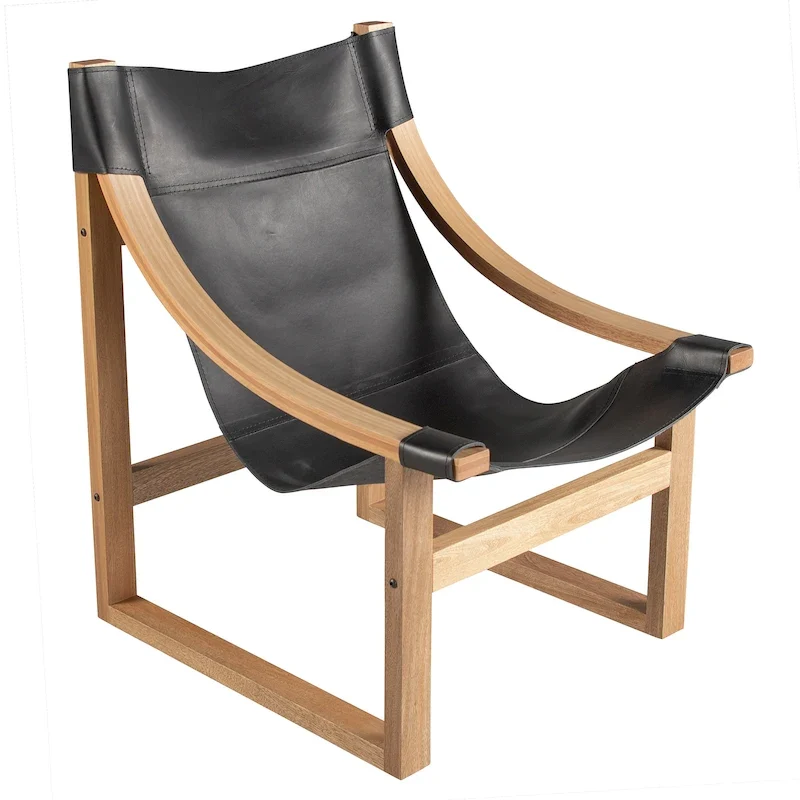 Steve Silver Logan Top Grain Leather and Solid Wood Sling Accent Chair