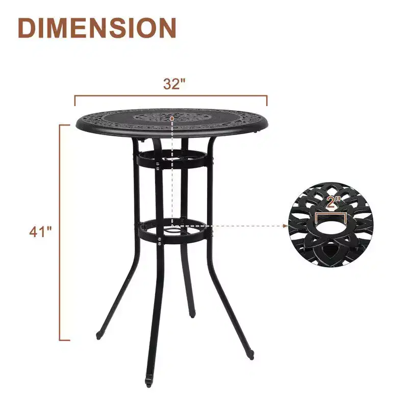 Karl Home Brionie Round Aluminum Outdoor Bar Table