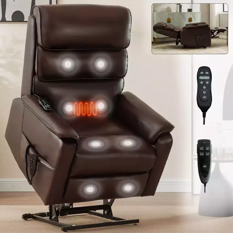 Recliner Chair with Lift Heating and Massage Function Modern Power Motion Recliner with Power-Remote Dual Motor