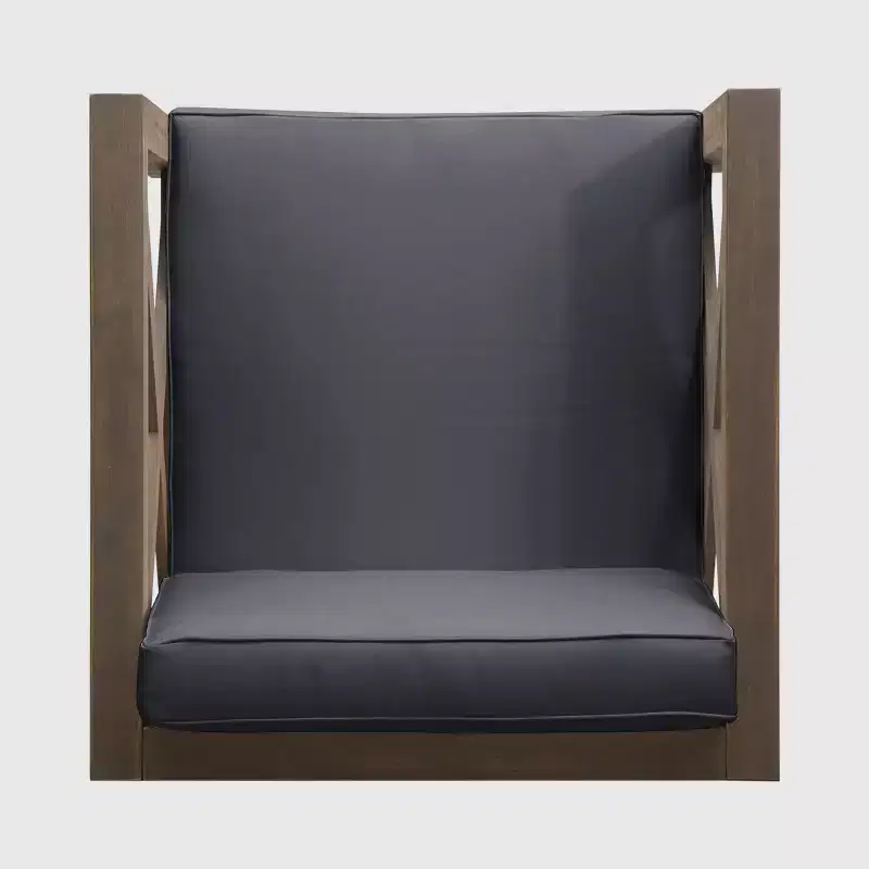Brava 2pk Acacia Wood Club Chairs - Gray/Dark Gray - Christopher Knight Home: Water-Resistant Patio Furniture