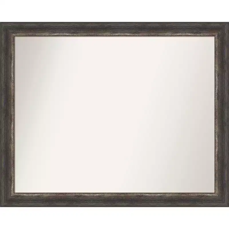 Amanti Art Bark Rustic Char Narrow Non-Beveled Bathroom Wall Mirror