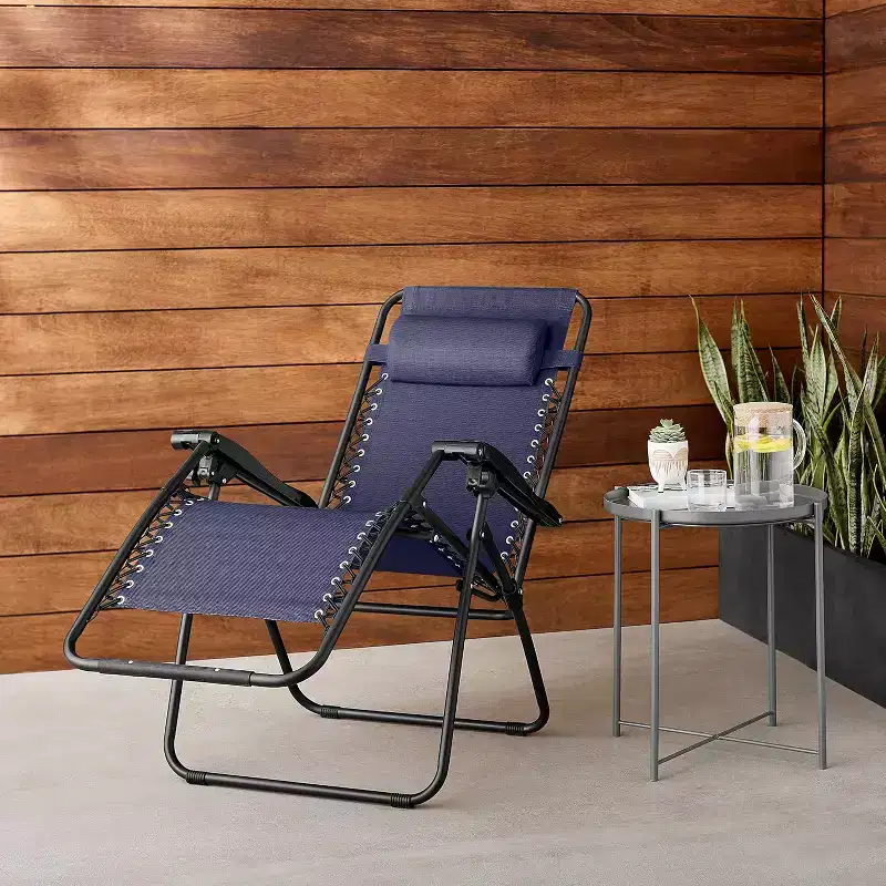 Summit Adventure Adjustable Zero Gravity Chair  Patio Lounge Recliner with Pillow, Blue