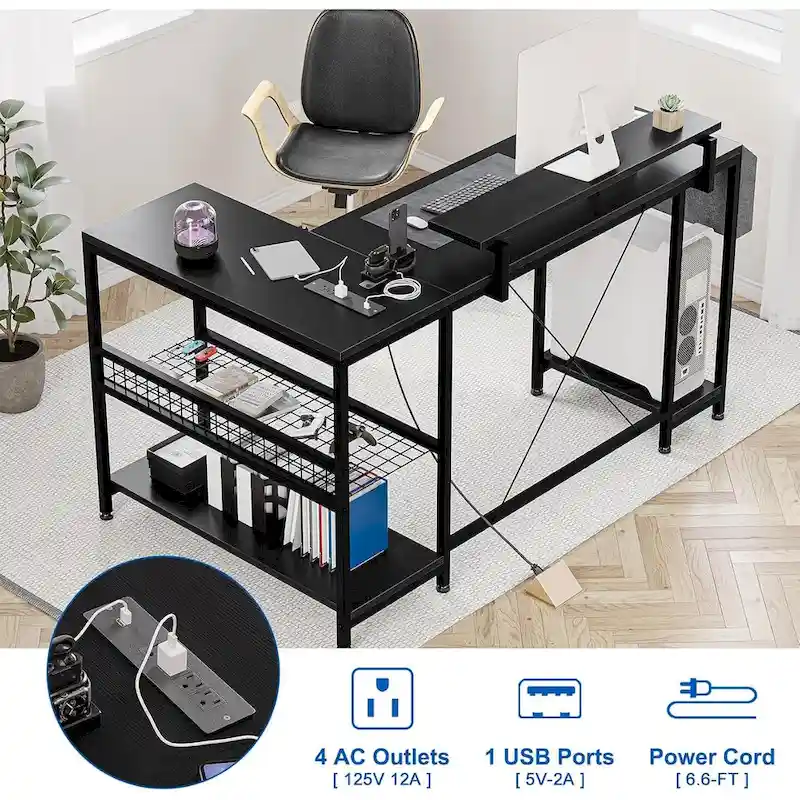 Small Gaming Desk with Power Outlets