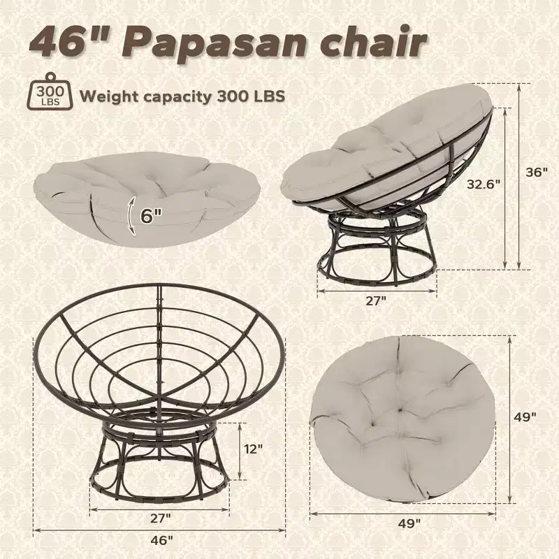 Papasan Patio Chair with Cushions