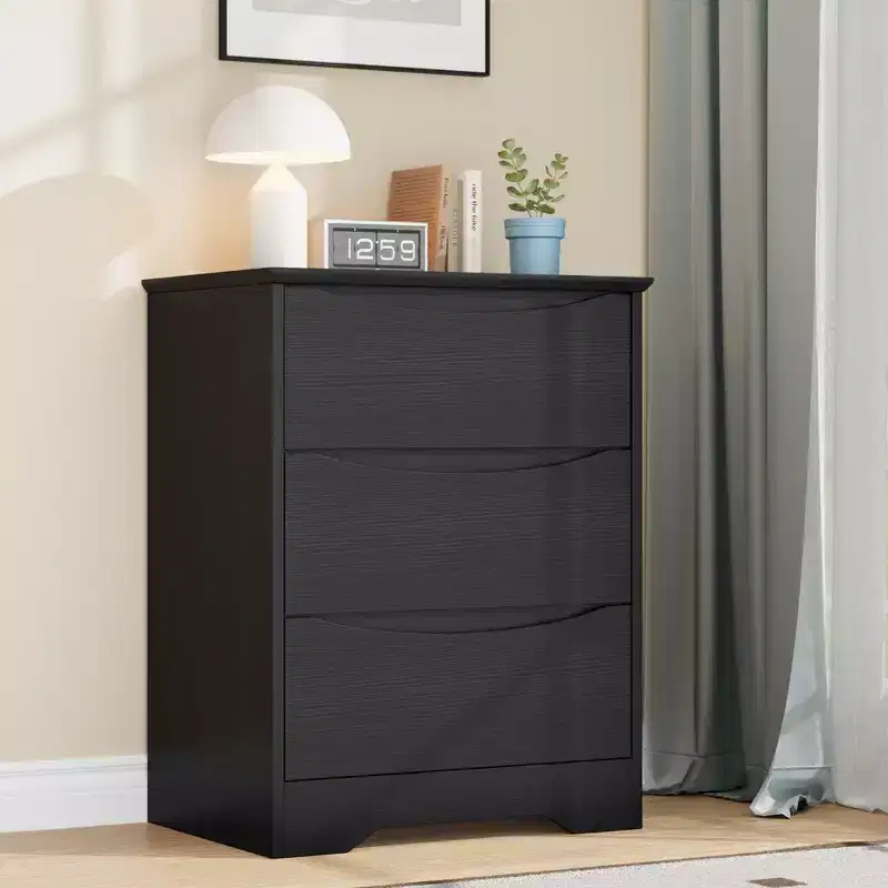 Modern Dresser with 3 Spacious Drawers 23.6x14.2x29.5, Hidden Handles for Bedroom & Living Room