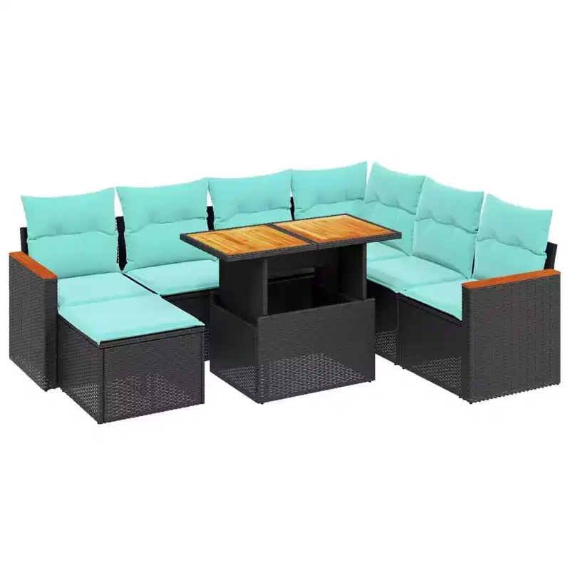 vidaXL 8 Piece Patio Sofa Set with Cushions Poly Rattan