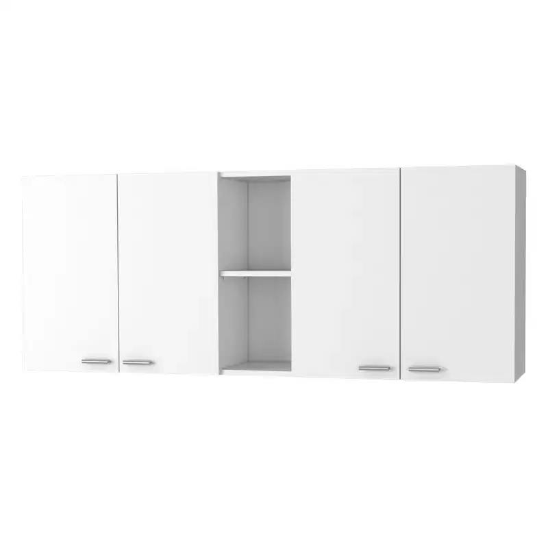 59 White Wood Wall Mounted Accent Cabinet With Four Doors