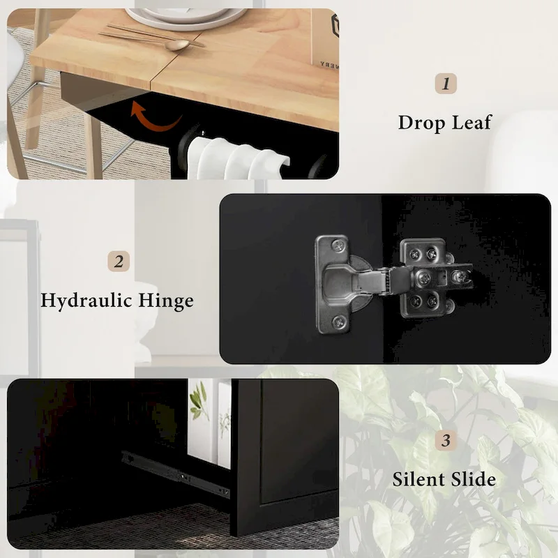 53.9 Kitchen Island Cart with Drop Leaf on Wheels
