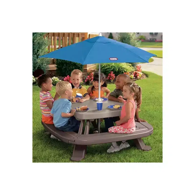 HomeStock Foldable Kids Picnic Table with Seats for 6, Portable Outdoor Play and Dining Table