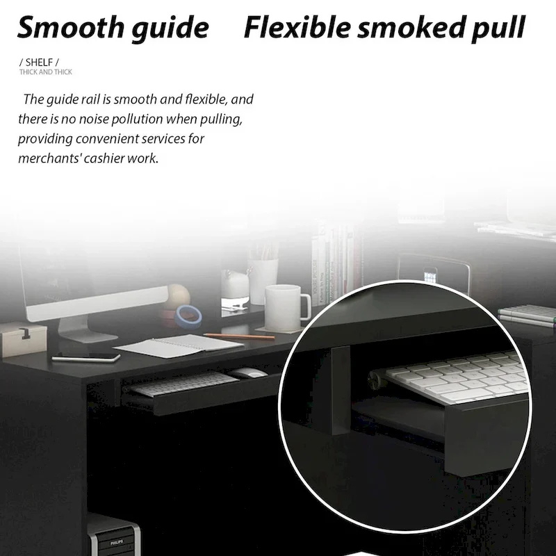 Timechee 55.9W 48.4H L-Shape Wood Reception Desk Drawer With Lock