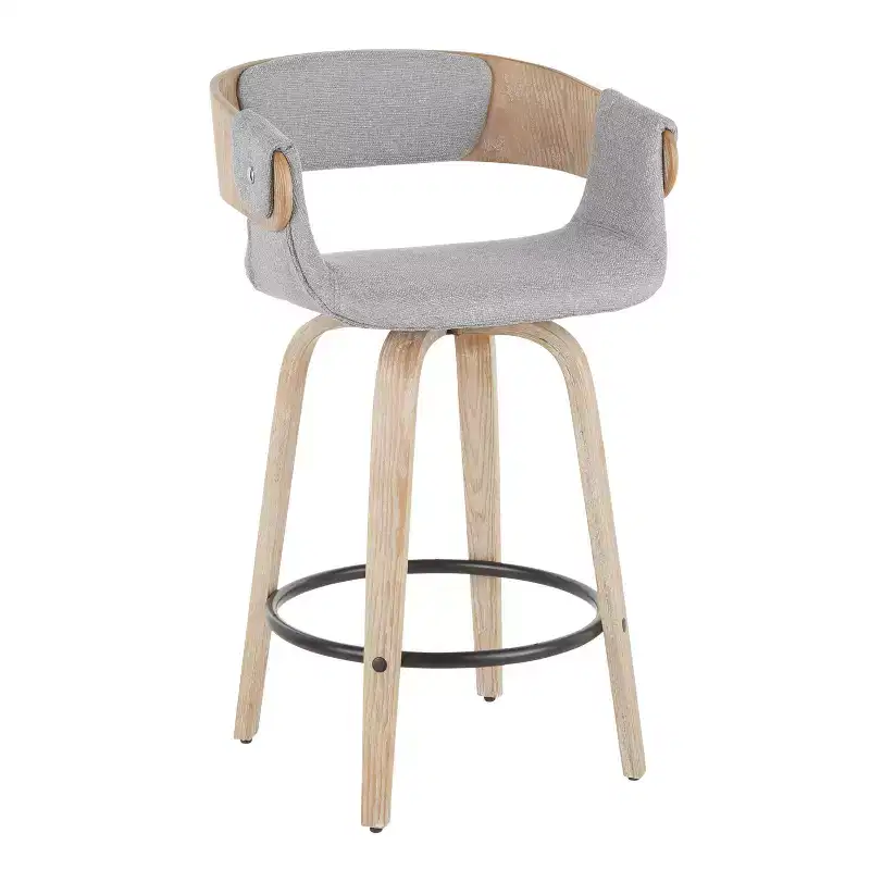 Set of 2 Elisa Upholstered Counter Height Barstools Gray/White Wash - Lumisource