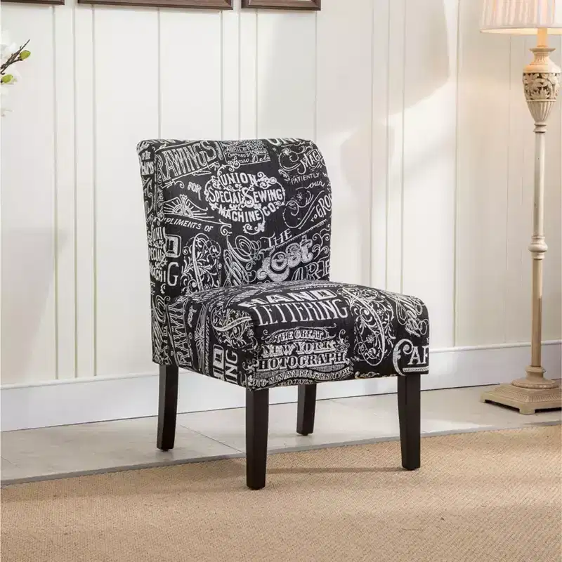 TUYOHW Modern Accent Chair with Print Upholstered Comfy Chair with Mid-Height Backrest Armless Chair Accent Chairs for Living Room, Bedroom