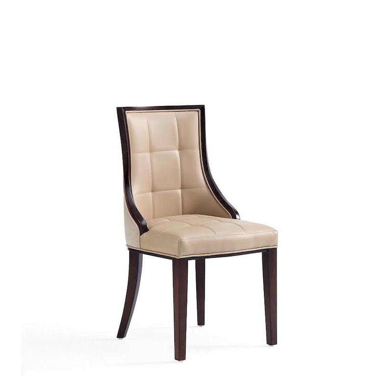 Fifth Avenue Cream and Walnut Faux Leather Dining Chair (Set of Two)
