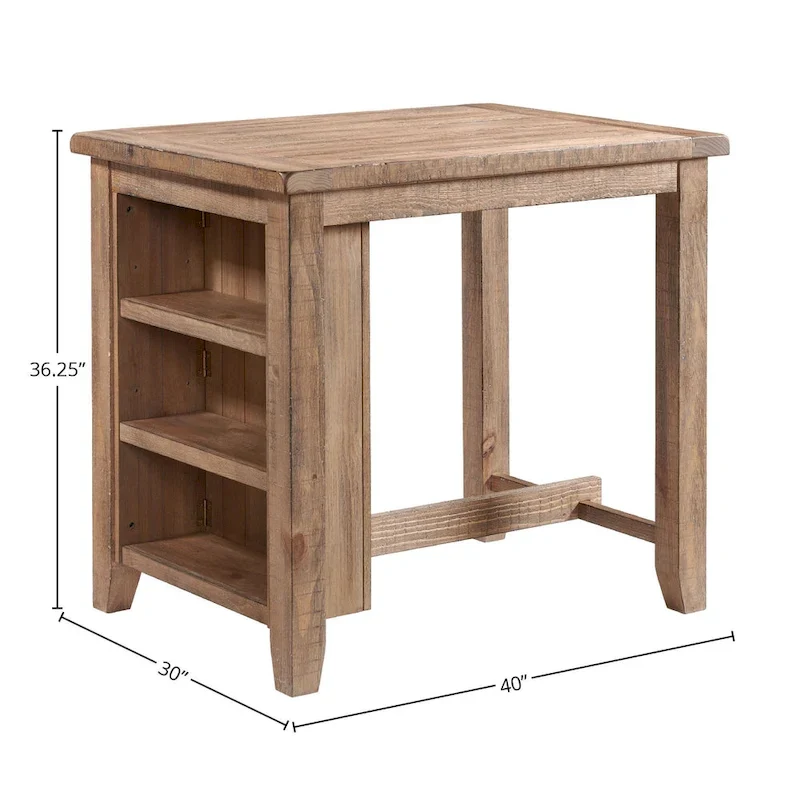 Rustic Farmhouse Multi-Use Table – Sandwash Finish, 3-Shelf, Single-Person Assembly