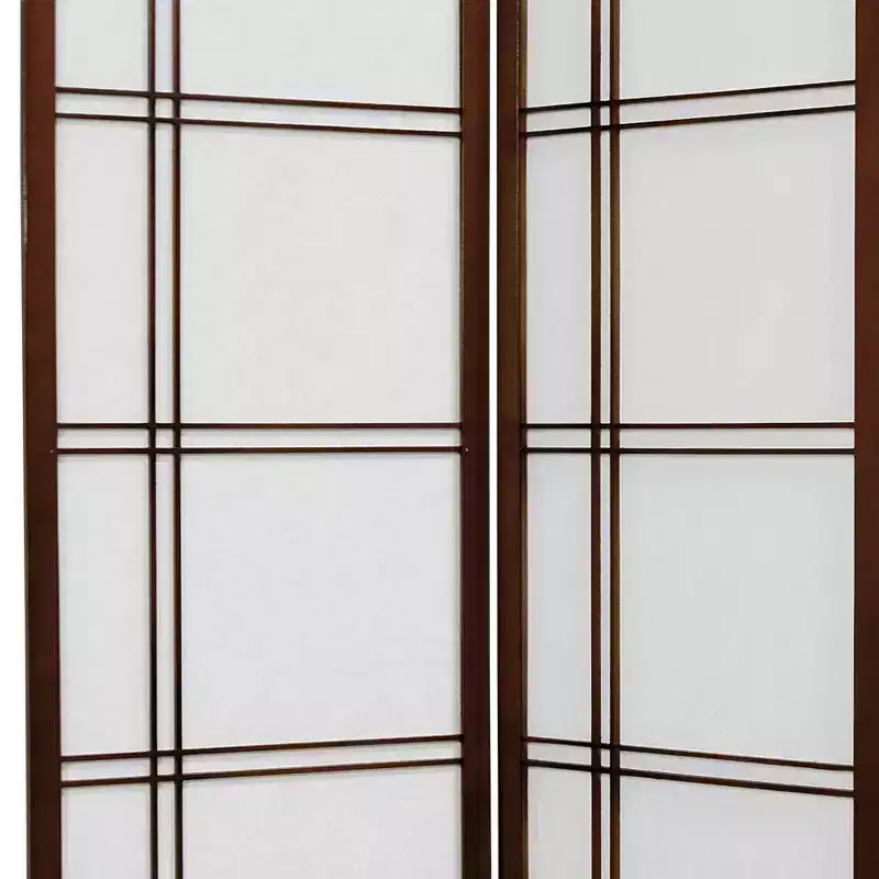 Oriental Furniture 6 ft. Tall Double Cross Shoji Screen Walnut (3 Panels): Oriental Furniture Hardwood Folding Divider