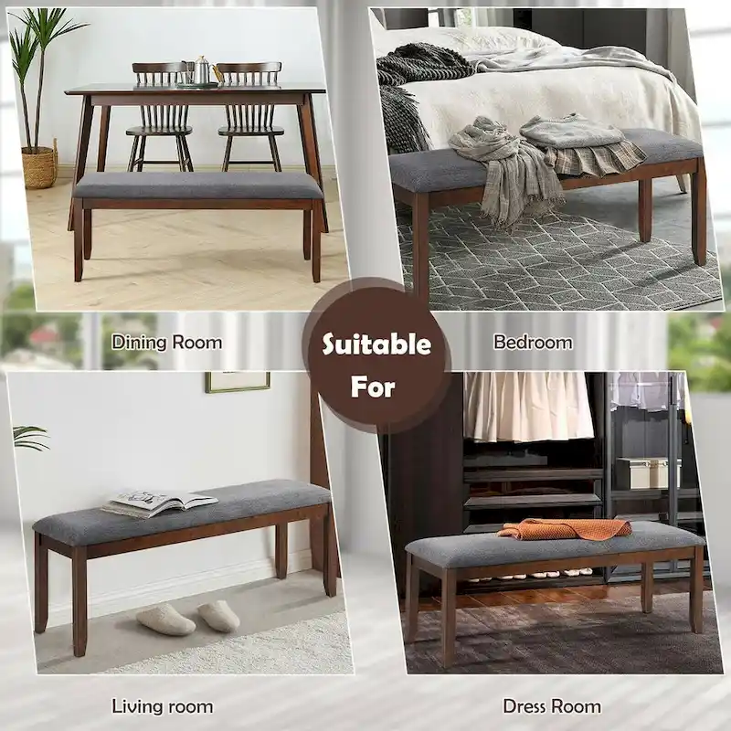 Upholstered Entryway Bench Footstool with Wood Legs - 47.5 x 15.5 x 19.5 (L x W x H)