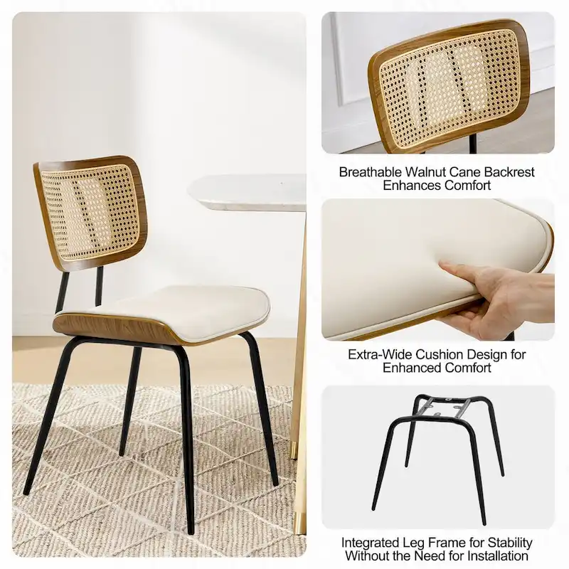 Faux Leather Upholstered Dining Chairs Set of 2/4 - 33.5 H x 17.5 W x 23 D