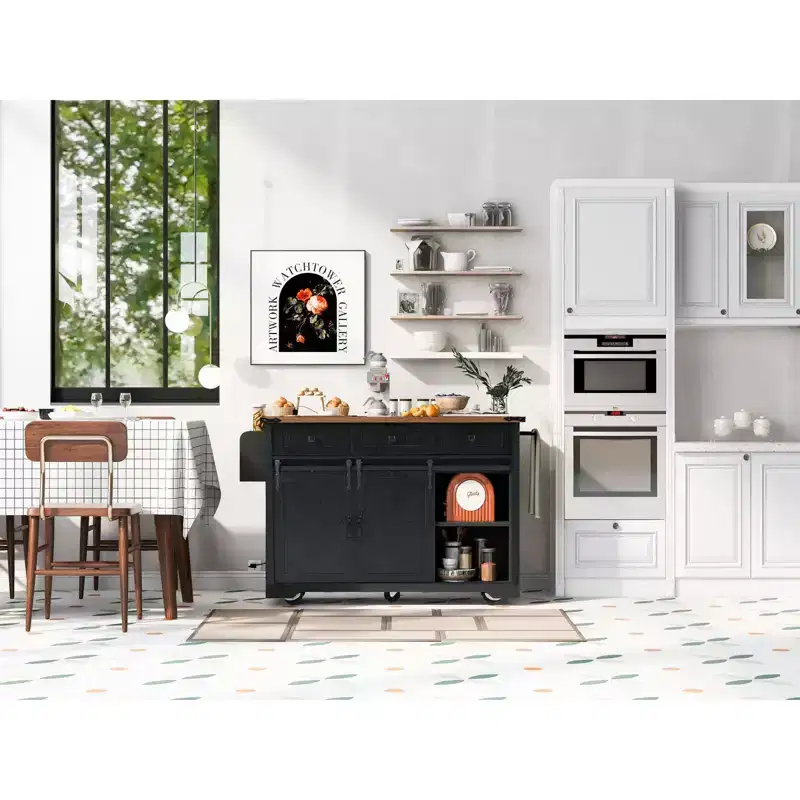 MAYEERTY Kitchen Island with Trash Can Storage Cabinet